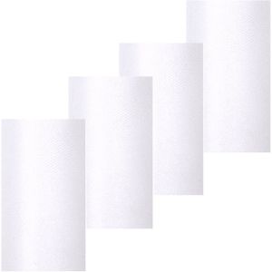 4x rollen glitter tule decoratie stof wit 15 cm breed x 9 meter lang - Glitterstof voor oa bruiloften/communie