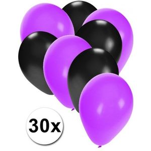 30x ballonnen zwart en paars