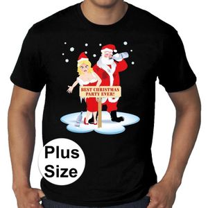 Grote maten fout Kerst t-shirt - Best Christmas party ever - zwart voor heren -  plus size kerstkleding / kerst outfit
