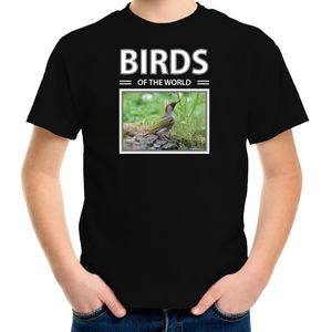 Dieren foto t-shirt Groene specht vogel - zwart - kinderen - birds of the world - cadeau shirt vogel liefhebber - kinderkleding / kleding