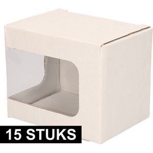 15x Mok opbergen doosje met venster - mokkendoosjes / mokken verpakkingen