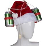 Bierhelm kerstmuts/Kerstmannenmuts voor volwassenen - Bierhelmen/drankhelmen - Kerstfeestje accessoires
