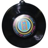 2x Plastic LP grammofoonplaat/platen muziek thema wanddecoratie 48 cm - feestartikelen en versieringen