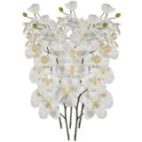 5x Witte kunst Orchidee tak 100 cm - Kunstbloemen
