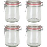 Weckpot/inmaakpot - 10x - glas - 720 ml - met beugelsluiting - transparant - Voedsel voorraadpotten