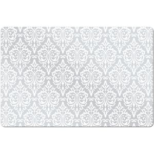 Set van 10x stuks rechthoekige placemats met witte barok print 43,5 x 28,5 cm - Vintage tafel onderleggers