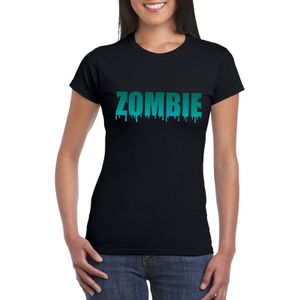 Halloween zombie tekst t-shirt zwart dames - Halloween kostuum