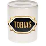 Tobias naam cadeau spaarpot met gouden embleem - kado verjaardag/ vaderdag/ pensioen/ geslaagd/ bedankt