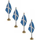 4x stuks Schotland tafelvlaggetjes 10 x 15 cm met standaard - Landen thema vlaggen