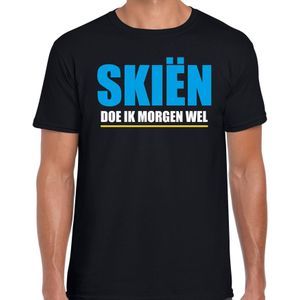 Apres ski t-shirt Skien doe ik morgen wel zwart  heren - Wintersport shirt - Foute apres ski outfit/ kleding/ verkleedkleding