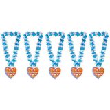 5x Bloemenkransen/hawaiikransen Oktoberfest blauw/wit - Bierfeest verkleed accessoires - Feestartikelen bloemenkransen