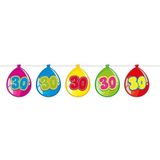 3x stuks 30 Jaar verjaardag leeftijd versiering ballon slingers van 10 meter - Feestartikelen/Versiering