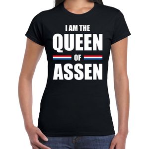 Koningsdag t-shirt I am the Queen of Assen - zwart - dames - Kingsday Assen outfit / kleding / shirt