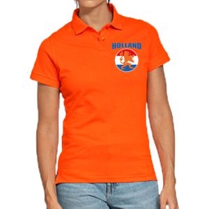 Oranje fan poloshirt voor dames - Holland met oranje leeuw op borstkas - Nederland supporter - EK/ WK shirt / outfit
