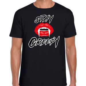 Stay creepy halloween verkleed t-shirt zwart voor heren - horror shirt / kleding / kostuum