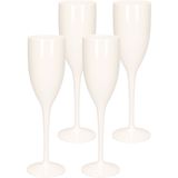 12x stuks onbreekbaar champagne/prosecco glas wit kunststof 15 cl/150 ml - Onbreekbare champagne glazen/flutes