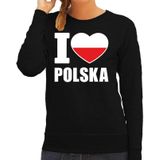 I love Polska supporter sweater / trui voor dames - zwart - Polen landen truien - Poolse fan kleding dames