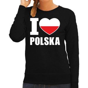 I love Polska supporter sweater / trui voor dames - zwart - Polen landen truien - Poolse fan kleding dames