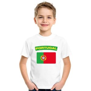 Portugal t-shirt met Portugese vlag wit kinderen
