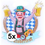 5x Oktoberfest 3D muur/wand decoraties Hans 44cm - Bierfeest feestartikelen - Decoratieborden versiering