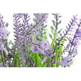 3x stuks lavendel kunstplanten/kamerplanten paars in grijze sierpot H28 cm x D18 cm - Kunstplanten/nepplanten