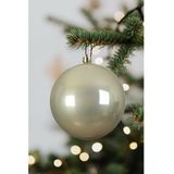 Decoris grote decoratie kerstbal - 14 cm - licht champagne - kunststof - kerstversiering