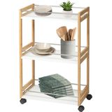 Excellent Houseware Keuken opberg trolley/roltafel - bamboe - 51 x 30 x 80 cm