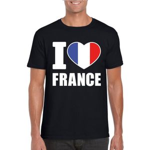 Zwart I love France supporter shirt heren - Frankrijk t-shirt heren