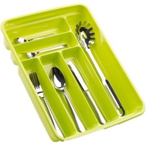 Bestekbak/bestekhouders 6-vaks lime groen - 40 x 30 x 7 cm - Keuken opberg accessoires