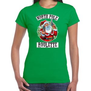 Fout Kerstshirt / Kerst t-shirt Northpole roulette groen voor dames - Kerstkleding / Christmas outfit