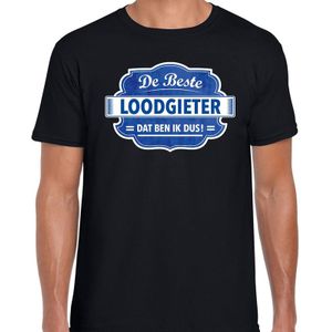 Cadeau t-shirt voor de beste loodgieter voor heren - zwart met blauw - loodgieters - kado shirt / kleding - vaderdag / collega