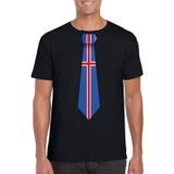 Zwart t-shirt met IJslandse vlag stropdas heren - IJsland supporter