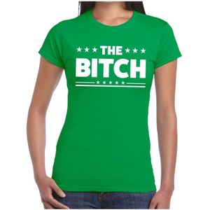The Bitch tekst t-shirt groen dames - dames shirt  The Bitch