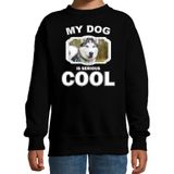 Husky honden trui / sweater my dog is serious cool zwart - kinderen - Siberische huskys liefhebber cadeau sweaters - kinderkleding / kleding