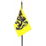 Vlaanderen tafelvlaggetje 10 x 15 cm met standaard