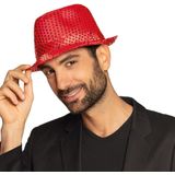 Folat - Verkleedkleding set - Glitter hoed/stropdas/party bril rood