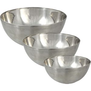 Svenska Living Voedsel serveer schalen set - 6x stuks - metallic zilver - RVS - Dia 13/19/23 cm - keuken