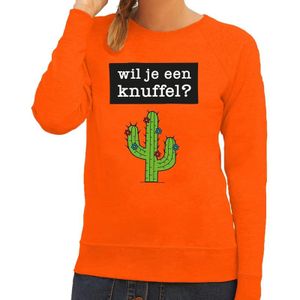 Wil je een Knuffel tekst sweater oranje dames - dames trui Wil je een Knuffel - oranje kleding
