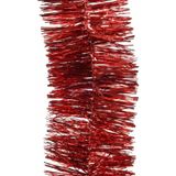 6x Kerstslingers kerst rood 270 cm - Guirlande folie lametta - Kerst rode kerstboom versieringen