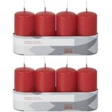 8x Rode cilinderkaarsen/stompkaarsen 5 x 10 cm 18 branduren - Geurloze kaarsen - Woondecoraties