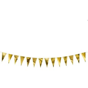 Metallic gouden vlaggenlijn 2 meter - Oud &amp; Nieuw decoratie - Oudjaarsavond versiering
