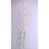 2x Stuks Witte Glitter Kunsttak 76 cm met LED Verlichting Batterijen - Warm Wit