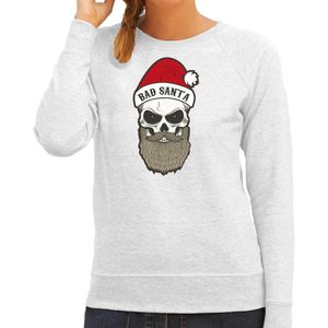 Bad Santa foute Kerstsweater / kersttrui grijs voor dames - Kerstkleding / Christmas outfit