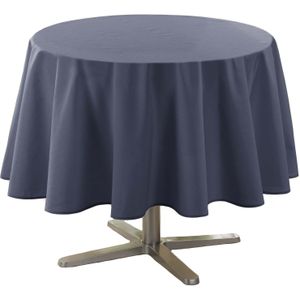 Donkerblauw tafelkleed van polyester met formaat rond 180 cm - Basic eettafel tafelkleden