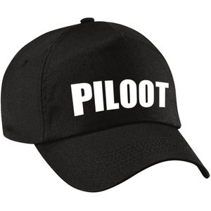 Piloot verkleed pet zwart voor dames en heren - piloten baseball cap - carnaval verkleedaccessoire voor kostuum
