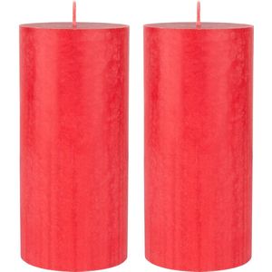 6x stuks rode cilinderkaarsen/stompkaarsen 15 x 7 cm 50 branduren - geurloze kaarsen rood
