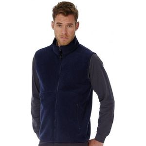 Fleece casual bodywarmer donkerblauw voor heren - Outdoorkleding wandelen/zeilen - Mouwloze vesten
