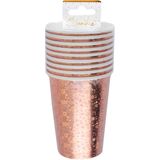 Santex wegwerp bekertjes glitter - Bruiloft - 10x stuks - 270 ml - rosegoud