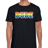 Dude gaypride t-shirt -  regenboog t-shirt zwart voor heren - Gay pride