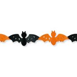 Set van 2x stuks halloween/Horror vleermuizen/enge beestjes slinger oranje/zwart 3 meter brandvertragend papier